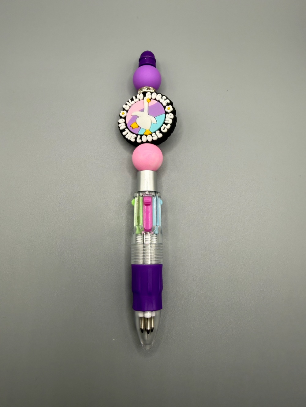 Pink and Purple Multi-Color Pen with Charm  - Handmade #O0138C